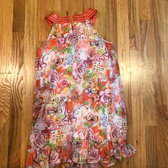 Orange and Pink Dress Girls 10-12 - Picture 3 of 3